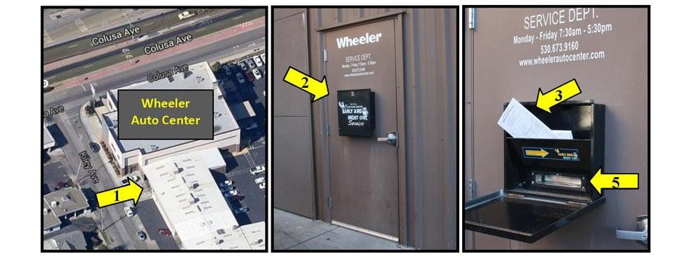 after hours drop off Wheeler Auto Center in Yuba City CA